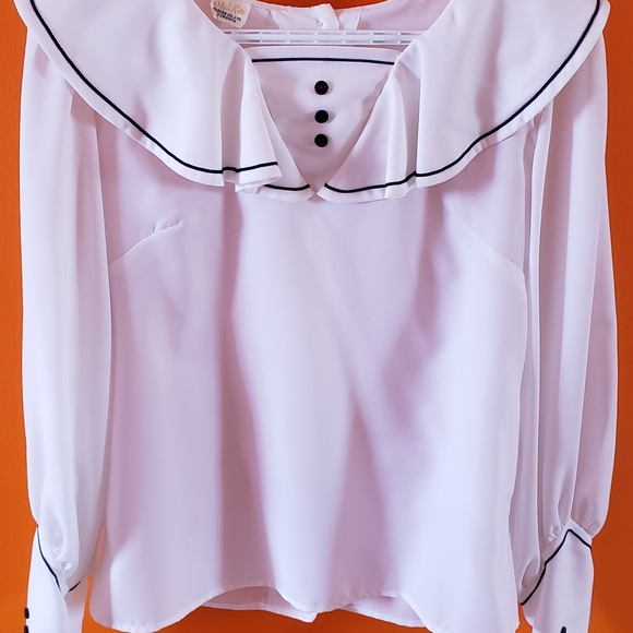 Vintage 1960's, Style Rite, White with Navy details Womens Blouse - Picture 1 of 3